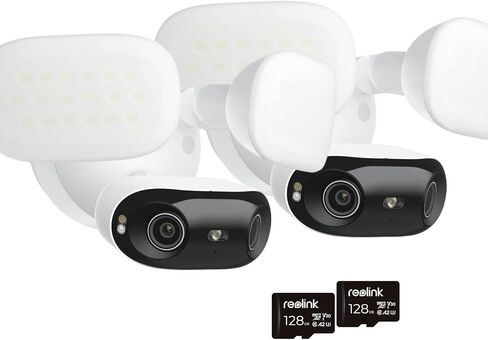 REOLINK Elite Floodlight WiFix2 with 128GB microSD Cardx2 Bundle, 4K Dual-Lens Floodlight Camera, Adjustable 3000 Lumens Spotlights in Saudi Arabia