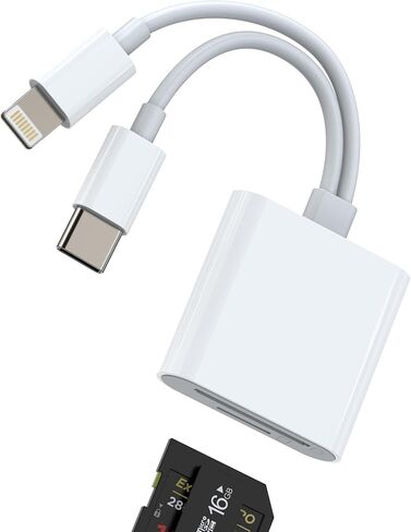 قارئ بطاقة USB C Lightning إلى SD Micro SD لجهاز iPhone16 15 14 لجهاز iPad Pro Android وكاميرا TF محول نقل الذاكرة من النوع C لأجهزة Apple Mac المحمول والتخزين الخارجي الرقمي وملحقات مدمجة متعددة المنافذ in Kuwait