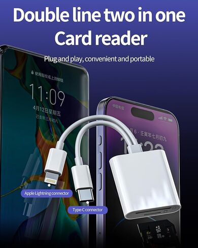 قارئ بطاقة USB C Lightning إلى SD Micro SD لجهاز iPhone16 15 14 لجهاز iPad Pro Android وكاميرا TF محول نقل الذاكرة من النوع C لأجهزة Apple Mac المحمول والتخزين الخارجي الرقمي وملحقات مدمجة متعددة المنافذ in Kuwait