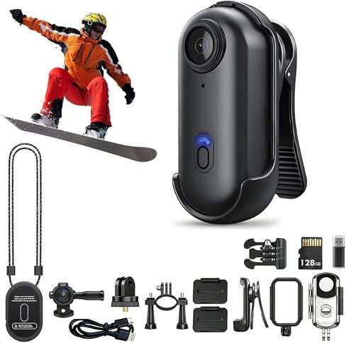POV Sports Camera Magnetic, Ski Camera, 4K Ultra Wide Angle Mini Wearable Body Adventure Action Cameras, for Vlogging, Cycling, Diving (Black,64G) in Kuwait