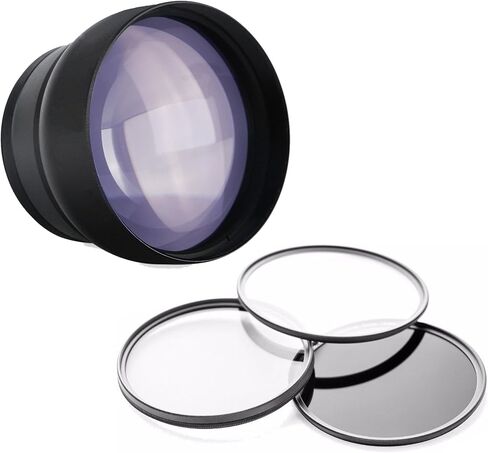 عدسة تليفوتوغرافي فائقة الوضوح 2.2X متوافقة مع جهاز Sony FDR-AX33 + مجموعة مرشحات مكونة من 3 قطع + قطعة قماش in Saudi Arabia