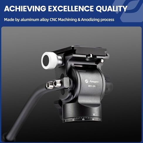 Fotopro Video Fluid Head Pan Tilt Head with Quick Release Plate and Adjustable Handle Max Load 6.61lbs 3kg for Compact Camcorders DSLR Camera Grey in Saudi Arabia