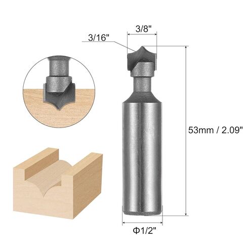 HARFINGTON Point Cutting Roundover Router Bit 3/16" Radius 1/2" Shank 3/8" Cutting Diameter 2 Flute Round Over CNC Router Bit for 2D and 3D Carving Woodworking Engraving Tool in Saudi Arabia