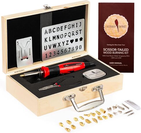 Premium Wood Burning Kit 42PCS | Complete Gift For An Effortlessly Mastering The Art Of Pyrography: 36Tips, Wood Burner Pen with Adjustable Temperature, Metal Stencil, Pliers - All In A Deluxe Case in Kuwait
