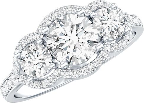 Certified Moissanite Three Stone Engagement Ring| Statement Jewelry for Women| D-VS1 Quality in Saudi Arabia