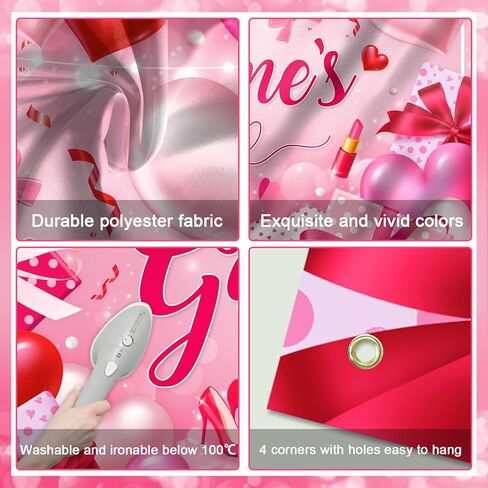 Mocsicka Galentines Day Decorations Banner Pink Happy Galentines Day Backdrop for Girls Gang Party Decorations Photo Booth Props in Saudi Arabia