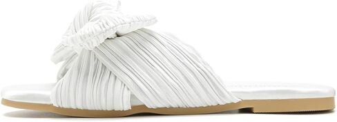 LIURUIJIA Women's Pleated Bow Slide Sandals - Cute Satin Knotted Flat Mules for Bridal Wedding, Summer Beach & Dressy Casual - Memory Foam in Saudi Arabia