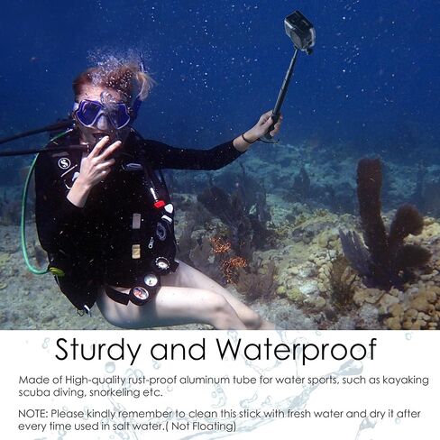 عصا سيلفي طويلة قابلة للتمديد 46 بوصة، مقاومة للماء، مقبض يدوي مونوبود لكاميرات GoPro Hero 13 12 11 10 9 8 7 6 5 4 Black Mini Max Session Insta360 AKASO SJCAM DJI OSMO Action Cameras in Kuwait