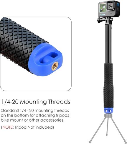 عصا سيلفي طويلة قابلة للتمديد 46 بوصة، مقاومة للماء، مقبض يدوي مونوبود لكاميرات GoPro Hero 13 12 11 10 9 8 7 6 5 4 Black Mini Max Session Insta360 AKASO SJCAM DJI OSMO Action Cameras in Kuwait
