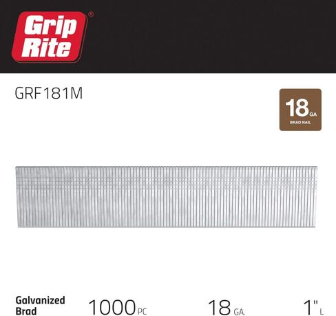 Grip Rite Prime Guard GRF181M 18 Gauge Electrogalvanized Straight Collated Brad Nails, 1" in Saudi Arabia