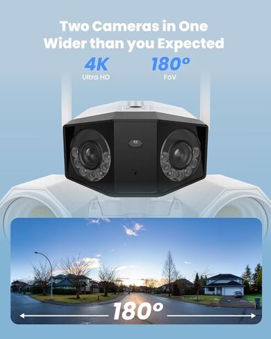 كاميرا أمان خارجية REOLINK 4K Floodlight مع حزمة بطاقة SD سعة 256 جيجابايت - عبوتان، كاميرا مزدوجة العدسة، مجال رؤية 180 درجة، شبكة Wi-Fi 6 مزدوجة النطاق، رؤية ليلية ملونة مع ضوء كاشف 1800 لومن، اكتشاف الذكاء الاصطناعي الذكي in Kuwait