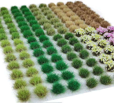140 PCS Thffts Static Grass Thfts & Miniature Clusters - مجموعة مشهد التضاريس الاصطناعية للسكك الحديدية للقطار ، طاولة الرمال العسكرية ، المناظر الطبيعية ديوراما DIY in Kuwait