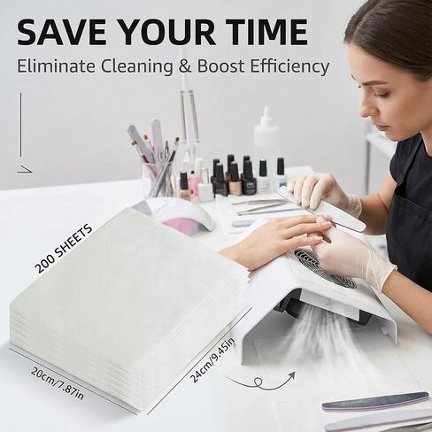 200 Sheets Disposable Nail Dust Collector Filter Paper, Replacement Dust Vacuum Filters for Nail Dust Extractor Machines, PP Filter Sheets for Nail Tech Home & Salon Use in Saudi Arabia