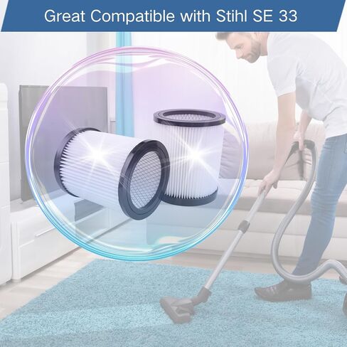 1-Pack Replacement HEPA Filter Cartridge Compatible with Stihl SE 33 Vacuum Cleaner-Washable Vacuum Filter in Saudi Arabia