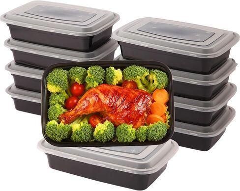 10 حزمة 28 أوقية حاويات الإعدادية وجبة قابلة لإعادة الاستخدام مع الأغطية ، وحاويات تخزين الطعام مقصورتين للذهاب لتناول الغداء ميكروويف قابلة للتصرف ، ومربع من البلاستي in Kuwait