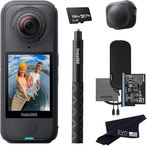 حزمة Insta360 X4 Air Basic | أخف كاميرا أكشن بدقة 8K 360 لمغامرات ملحمية | للسفر، والرياضة، واللحظات العائلية، ومدونات الفيديو | تتضمن الحزمة عصا سيلفي غير مرئية، وغطاء عدسة (1 تيرابايت) in Kuwait