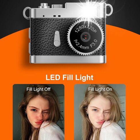 Keychain Camera, 1080P Retro Digital Camera with 0.96 Inch Color Screen LED Light, Portable Tiny Video Recorder for Travel Study Recording (Black) in Saudi Arabia