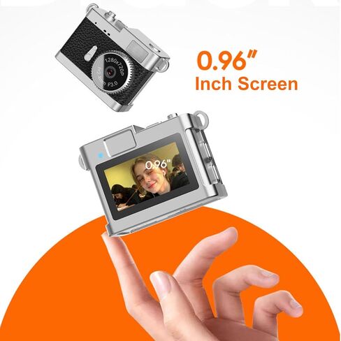 Keychain Camera, 1080P Retro Digital Camera with 0.96 Inch Color Screen LED Light, Portable Tiny Video Recorder for Travel Study Recording (Black) in Saudi Arabia