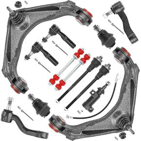 طقم تعليق أمامي 12 قطعة لسيارة تشيفي سيلفرادو جي إم سي سييرا 2500HD 3500HD 1500HD، سوبربان، أفالانش، يوكون XL، مع أذرع التحكم K620054، مفاصل كروية، قضبان ربط، وصلات شريط التأثير، بيتمان وذراع إيدلر in Kuwait
