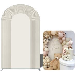 تموجات قوس خلفية غطاء دنة خلفية للطفل عيد ميلاد الطفل دش حفل زفاف الديكور (تموجات البيج، 7.2x4ft) in Kuwait