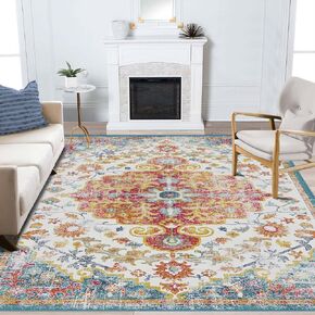 سجادة LOOMY مقاس 8 × 10 سجادة مربعة رمادية - سجاد عتيق قابل للغسل وغير قابل للانزلاق، سجادة تقليدية قابلة للطي، لمسة كلاسيكية رفيعة، سجادة منطقة غير قابلة للانزلاق لغرفة المعيشة، غرفة النوم، مكتب غرفة الطعام in Kuwait