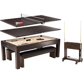 Barrington Billiards 7' Drop Pocket Pool Table 3-in-1 Dining Top, Table Tennis and Billiards with Game Accessories in Kuwait