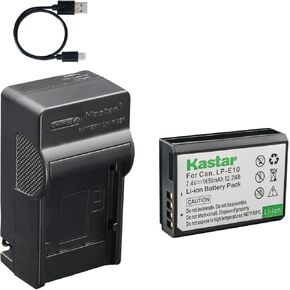 Kastar 1-Pack Battery and AC & USB-C Charger, Compatible with Canon LP-E10, EOS Rebel T3, T5, T6, T7, T100, 1100D, 1200D, 1300D, 1500D, 2000D, 3000D, Kiss X50, X70, X80, X90 Cameras in Saudi Arabia