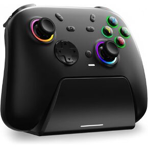وحدة التحكم في Dulingker PC Wireless مع Dock Charing ، وحدة تحكم اللعبة للتبديل/التبديل 2/Windows PC/Steam مع قاعة تأثير/عصا التحكم (بدون انجراف) ، إضاءة RGB ، زر M1/M2 ، الاهتزاز المزدوج الأسود in Kuwait