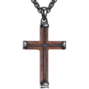 قلادة متقاطعة للرجال من الفضة الإسترليني عيار 925 باللون الأسود والصليب الفيروزي وقلادة مجوهرات دينية مسيحية in Kuwait