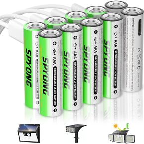 بطاريات AA القابلة لإعادة الشحن الليثيوم 8 حزمة 3450 ميجاوات أيون ليثيوم ، 1.5 فولت ، تشمل 4 في 1 USB-C ، 1500 دورة الشحن ، شحن كامل 40 دقيقة ، مؤشر شحن LED in Kuwait