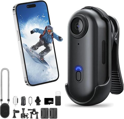 كاميرا POV Capture Pro، كاميرا POV Pro 4K، كاميرا مغامرات للجسم قابلة للارتداء بزاوية واسعة للغاية، للغوص وركوب الدراجات والأنشطة الخارجية (4K-أسود، 64 جم) in Kuwait