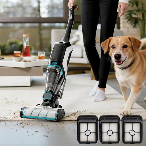 استبدال مرشحات الفراغ لـ Bissell CrossWave Cordless Max 2554 2590 2593 2596 وHydroSteam Plus 35151 3515 3513 3518 B0440 Vacuum - مجموعة ملحقات قطع الغيار، 3 عبوات in Kuwait