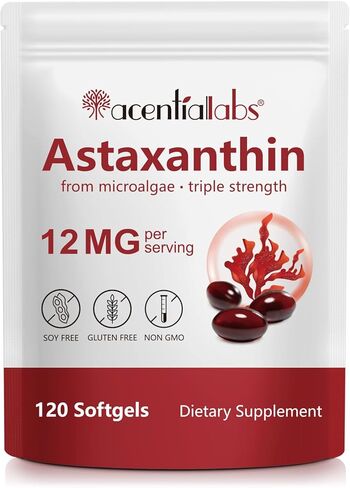 مكملات أستازانتين 12 ملجم - 120 كبسولة هلامية | مضادات الأكسدة الطبيعية الممتازة من الطحالب الدقيقة | دعم صحة العين والجلد والدماغ والمفاصل والقلب والمناعة | غير معدّل وراثيًا، وخالي من الغلوتين in Kuwait