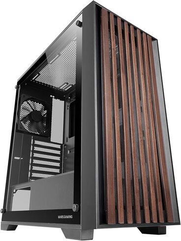 MC-Cylon Gaming Case MicroATX, Cylindrical Turbine Design, Tempered Glass and Curved Panoramic Upper Window, RGB Front Fan 200 mm + Rear Fan 120 mm, Black in Kuwait