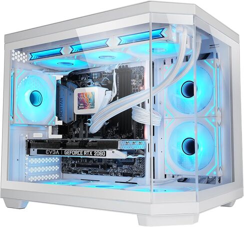 MC-Cylon Gaming Case MicroATX, Cylindrical Turbine Design, Tempered Glass and Curved Panoramic Upper Window, RGB Front Fan 200 mm + Rear Fan 120 mm, Black in Kuwait