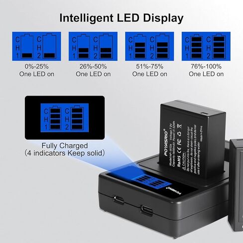 عبوتان من بطارية NP-W126/W126S وشاحن مزدوج لكاميرات فوجي فيلم X100V، X100F، X-A5، X-A10، X-E4، X-Pro2، X-Pro3، X-T1، X-T2، X-T3، X-T10، X-T20، X-T30، X-T30 II، X-T100، اكس-T200 فاين بيكس in Kuwait