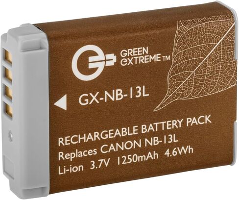 مجموعة بطاريات Green Extreme 2 NB-13L وشاحن صغير الحجم (3.7 فولت، 1250 مللي أمبير في الساعة) in Kuwait