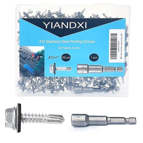 60 Pcs #10 x 1 Metal Roofing Screws with Rubber Washers, Made of 410 Stainless Steel,Providing Good Sealing and Leak Prevention, Upgraded Hex Head Self Tapping Screws for Metal in Saudi Arabia
