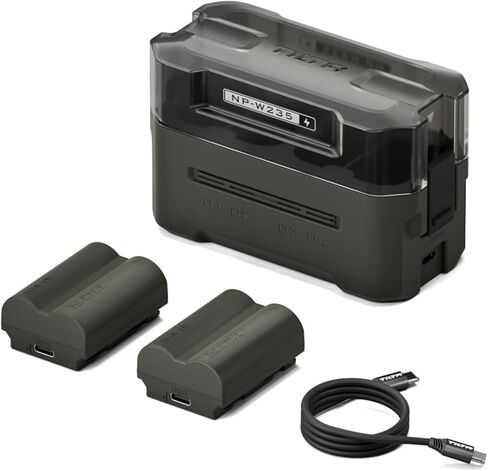 Tilta NP-W235 Charging Station Battery Kit, 4-Slot 45W PD USB-C Fast Charger | Compatible with Fujifilm NP-W235 Cameras | Portable EDC Design, Status Indicators, 2 Batteries - Green in Saudi Arabia