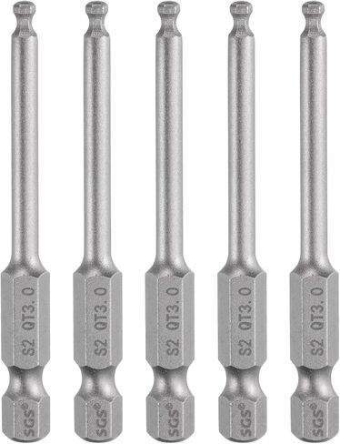 5pcs Ball End Hex Screwdriver Bit 3mm (H3.0) Tip 1/4" Hex Shank 65mm (2.56") Long Magnetic Ball Head Bits Industrial Grade S2 Steel Metric Screw Driver Bit in Saudi Arabia