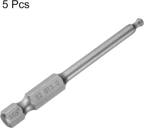 5pcs Ball End Hex Screwdriver Bit 3mm (H3.0) Tip 1/4" Hex Shank 65mm (2.56") Long Magnetic Ball Head Bits Industrial Grade S2 Steel Metric Screw Driver Bit in Saudi Arabia