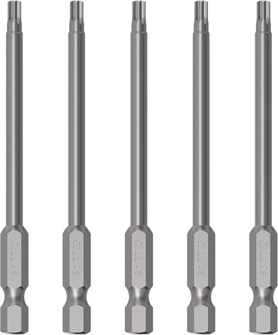 5PCS T6 Magnetic Tamper Proof Torx Screwdriver Bits, 5.9 Inch | 1/4 Inch Hex Shank, S2 Steel, Security Drill Torx Head Drill Screw Driver Tools(150mm Long, Star 6 Point) in Saudi Arabia