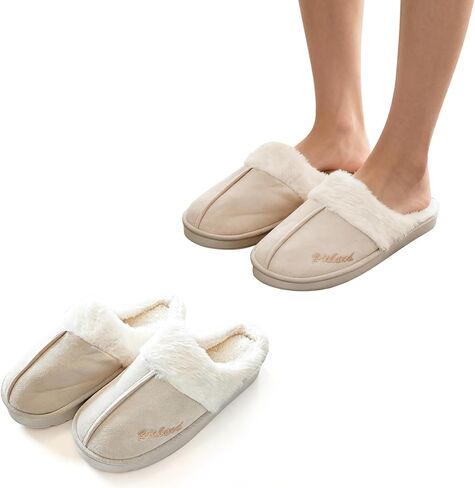 Thick-Soled Fuzzy Slippers with Anti-Slip Sole, Warm Plush Lined Short Ankle Slippers for Women Men in Saudi Arabia