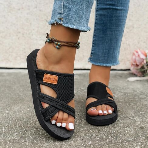 Women's Mesh Cross Strap Slides – Comfy Platform Sandals, Breathable Open Toe Slip-On Shoes for Summer Beach & Walking in Saudi Arabia