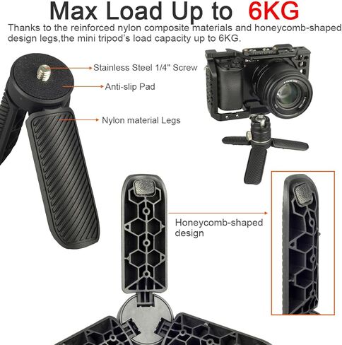 حامل ثلاثي صغير لجيب DJI OSMO 3، حامل ثلاثي محمول باليد ومقبض ذاتي الالتصاق للمكتب مع خيط 1/4 بوصة لـ DJI OSMO NANO Action 6 5 Pro 4/Gopro13 12/Insta360 X5 X4 Ace Pro/AKASO in Kuwait