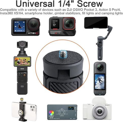 حامل ثلاثي صغير لجيب DJI OSMO 3، حامل ثلاثي محمول باليد ومقبض ذاتي الالتصاق للمكتب مع خيط 1/4 بوصة لـ DJI OSMO NANO Action 6 5 Pro 4/Gopro13 12/Insta360 X5 X4 Ace Pro/AKASO in Kuwait