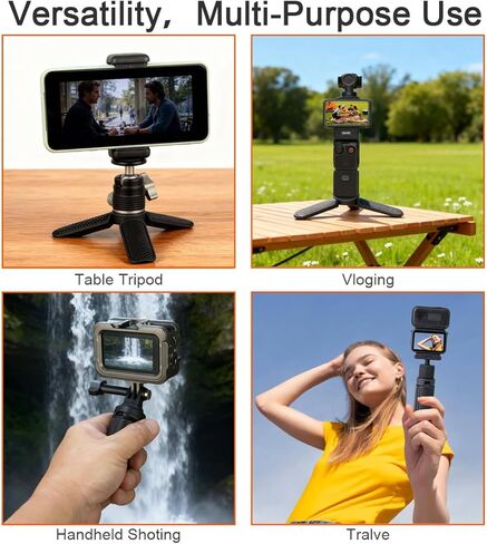حامل ثلاثي صغير لجيب DJI OSMO 3، حامل ثلاثي محمول باليد ومقبض ذاتي الالتصاق للمكتب مع خيط 1/4 بوصة لـ DJI OSMO NANO Action 6 5 Pro 4/Gopro13 12/Insta360 X5 X4 Ace Pro/AKASO in Kuwait