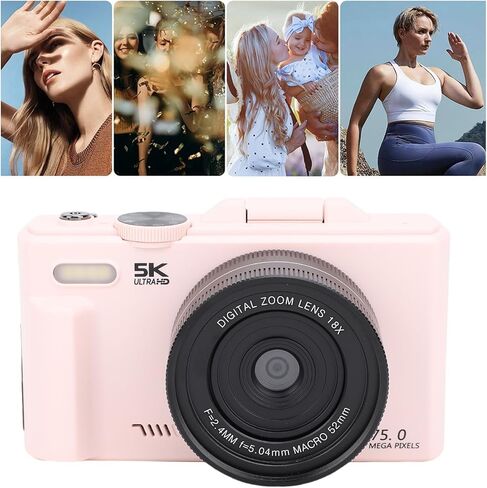 Eujgoov 5K Digital Camera, 75MP Photography Camera with 18X Digital Zoom 3 Inch 180 Degree Flip Screen for Vlogging Live Streaming and Webcasting in Saudi Arabia