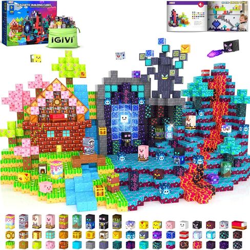 Magnetic Blocks - Build Mine Magnet World, STEM Magnetic Building Blocks for Kids Ages 4-6 6-8 8-12, Building Toys Games for Boys Girls Ages 3+, Birthday Toys Gifts for Kids Toddlers in Kuwait