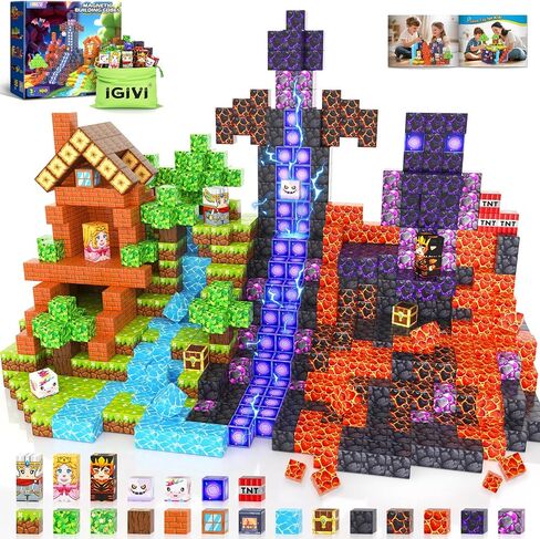 Magnetic Blocks - Build Mine Magnet World, STEM Magnetic Building Blocks for Kids Ages 4-6 6-8 8-12, Building Toys Games for Boys Girls Ages 3+, Birthday Toys Gifts for Kids Toddlers in Kuwait